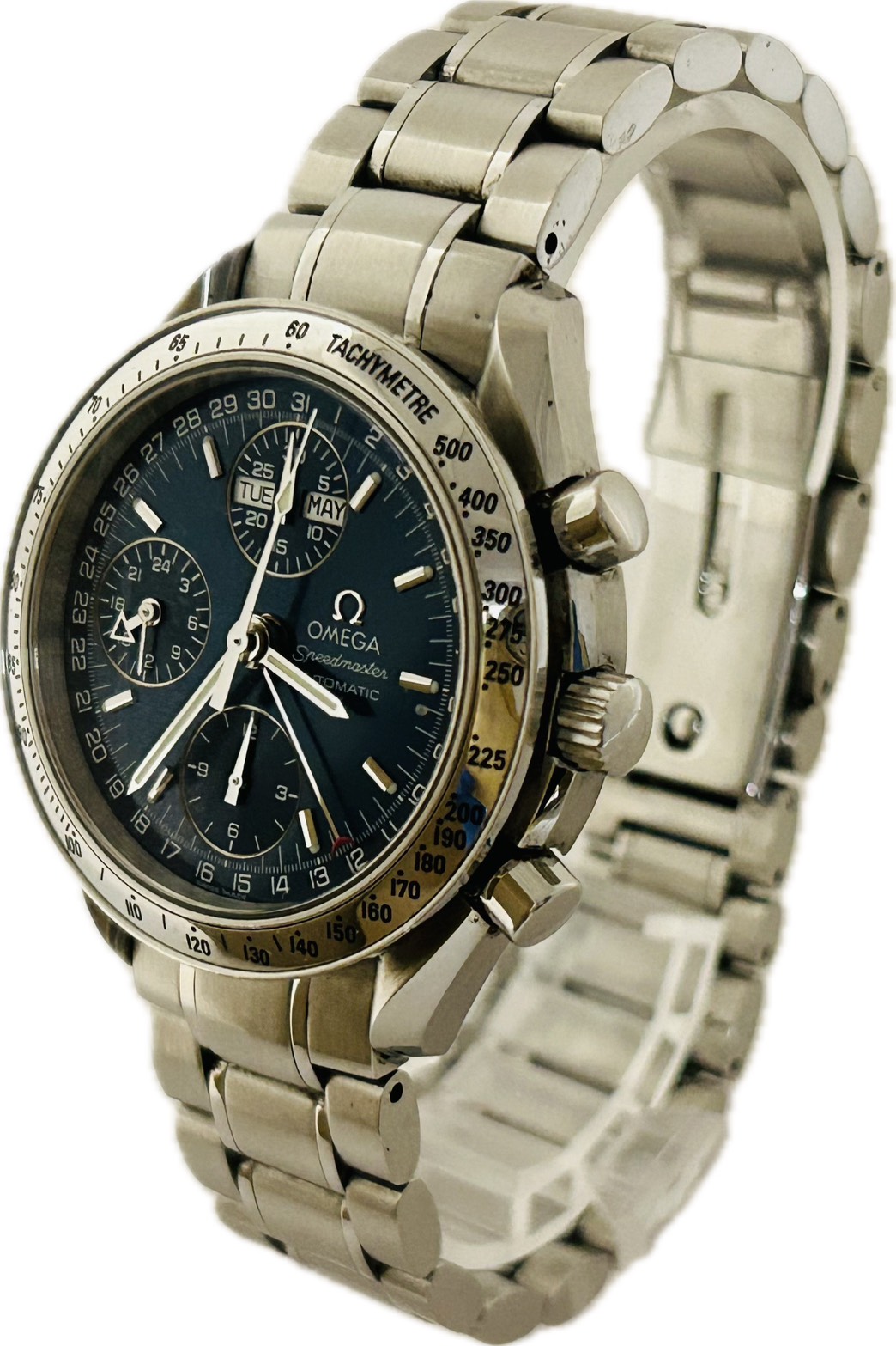 【中古】Omega ゼロ す早さ御師匠さん トリプル暦 3523.80 メンズ ウォッチ 自動小銃一巻き A6481