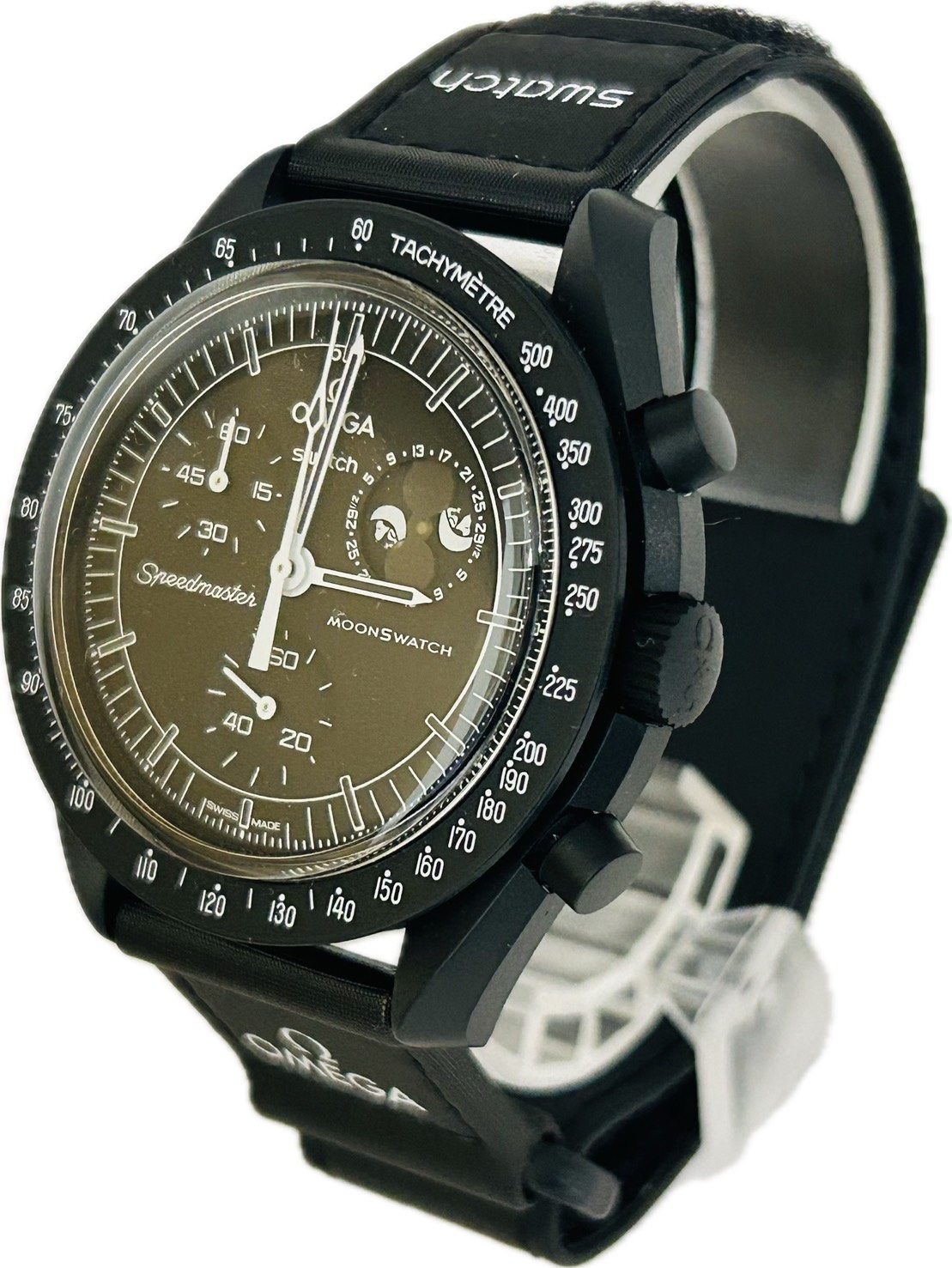 【中古】Omega x Swatch ゼロ x スウォッチ 機敏さお師匠さん 軍事任務 トゥ ザ お月さま位相角 おせっかい  SO33B700 ユニ一発やる ウオッチ 石英 A6864