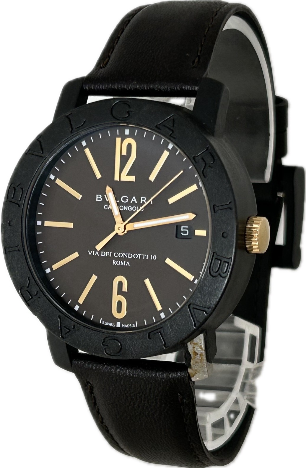 【中古】Bvlgari ブルガリ カーボンゴールド BB40CL メンズ 腕時計 自動巻き A5067|Watch-JPN