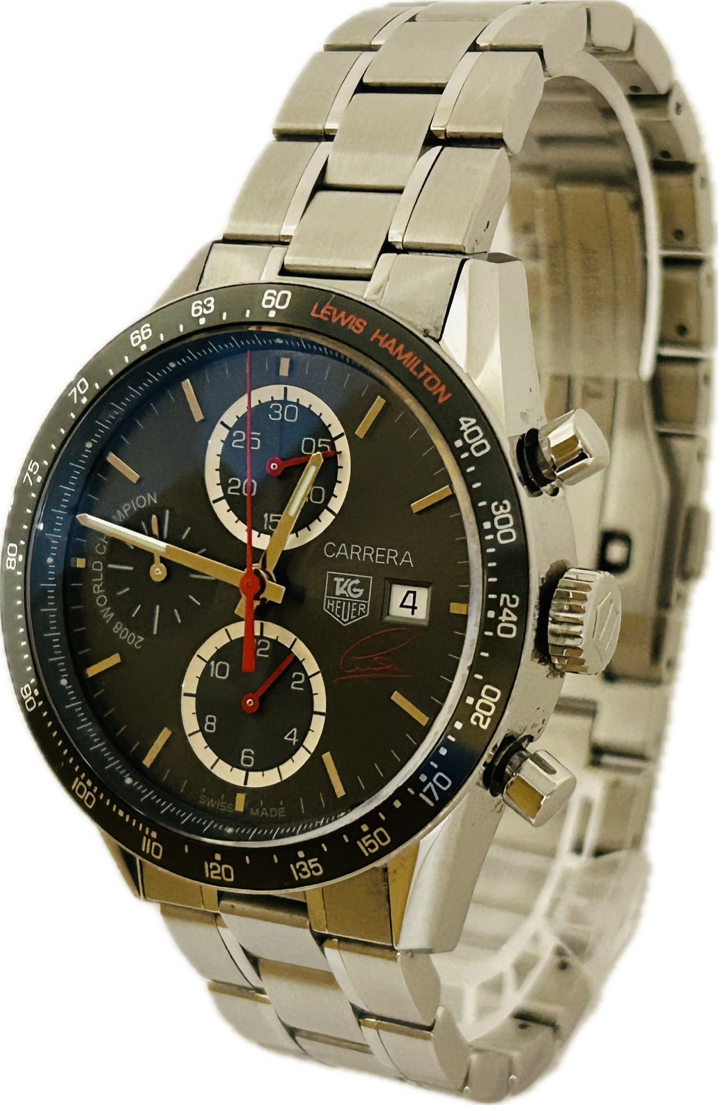 【中古】TAG HEUER カレラ ルイス・ハミルトン 押さえる模範例 CV201M.BA0794 メンズ ウオッチ 自動小銃一巻き A6745