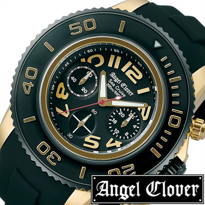 売れ筋 エンジェルクローバー腕時計 Angelclover時計 Angelclover 腕時計 エンジェルクローバー 時計 シー クルーズ Sea Cruise メンズ ブラック Sc47ybk Bk ラバー ベルト クロノグラフ 正規品 防水 ダイバーズ ウォッチ ゴールド ラバー プレゼント 入試 受験 冬 交換