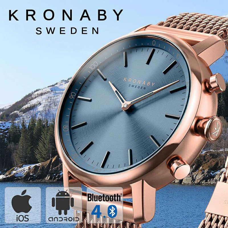 【最大10%OFF】【4,800円OFF】クロナビー 腕時計 キャラット KRONABY 時計 CARAT ブルー A1000-1918 北欧 スマートウォッチ ラウンド カレンダー ブルートゥース ビジネス ペア シンプル ローズゴールド ピンクゴールド 春 入試 受験 プレゼント 観光 遠足 旅行|腕時計を探すならウォッチラボ