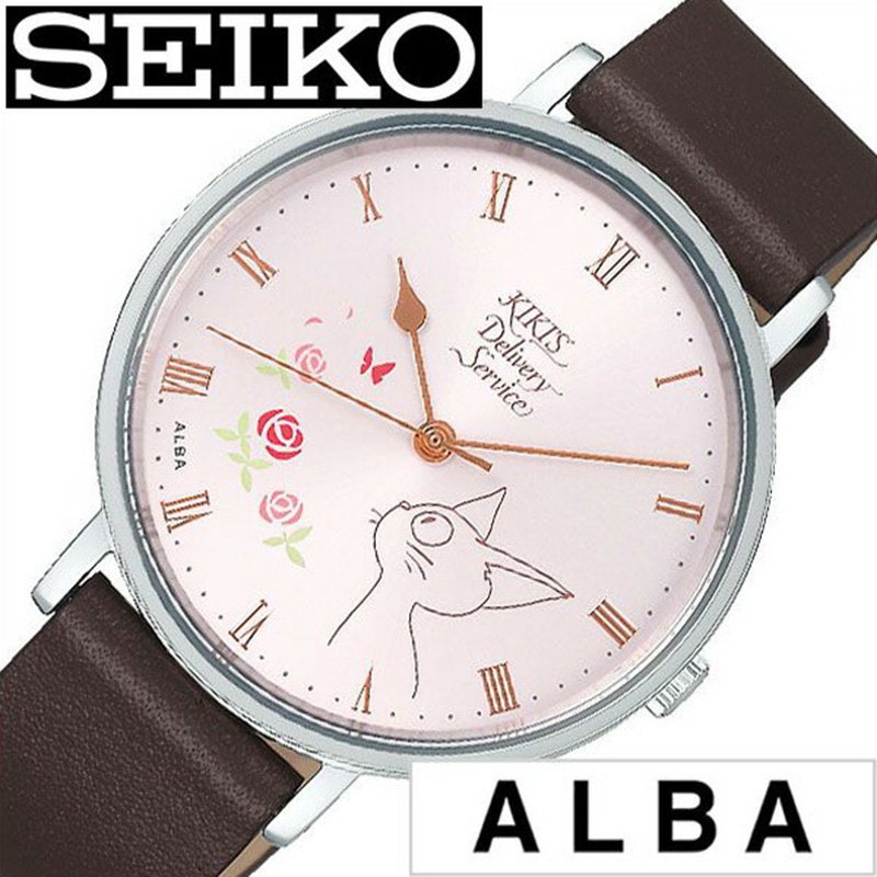 楽天市場 セイコー アルバ 腕時計 Seiko Alba 時計 レディース ピンク ホワイト Acck416 正規品 ブランド ラウンド キャラクター ジブリ 記念 魔女の宅急便 魔女宅 ジジ キキ 猫 ネコ ねこ コラボ かわいい 花柄 防水 ブラウン レザー 革 ギフト プレゼント