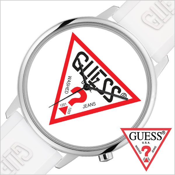 ゲス 腕時計 GUESS 時計 ハリウッド Hollywood メンズ レディース ホワイト V1003M2 人気 ストリート 個性的 シンプル スポーツミックス 防水 ファッション スポーツ ？マーク ホワイト シリコン ペアウォッチ プレゼント ギフト 観光