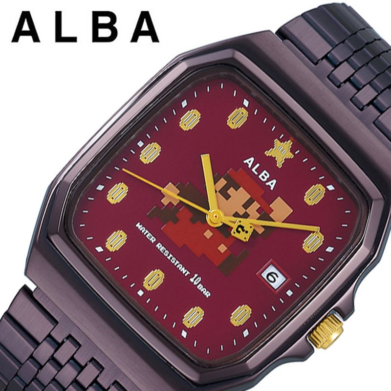 激安の セイコー スーパーマリオ 限定コラボモデル アルバ 時計 Seiko Alba Super Mario 腕時計 メンズ レディース レッド Acck4 人気 ブランド キャラクター ドット ファミコン ゲームボーイ ドット絵 レトロゲーム 死にゲー レア ワインレッド プレゼント ギフト