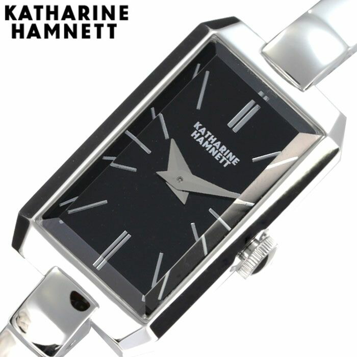 定番 日本製 ブランド 人気 Kh80h8 4 ブラック レディース Rectangle レクタングル 腕時計 Hamnett Katharine 時計 キャサリンハムネット Japan 父の日 冬 ギフト プレゼント スーツ シンプル 上品 可愛い かわいい アクセ ジュエリー ファッションアクセサリー