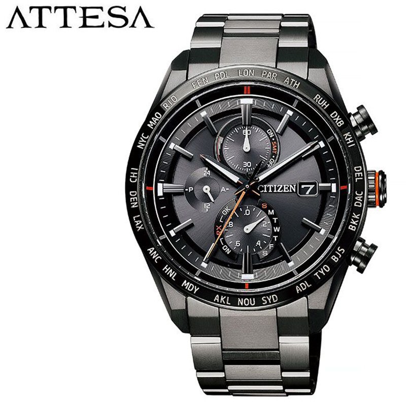 【44,800円引き】【28%OFF】 シチズン 時計 CITIZEN 腕時計 アテッサ ATTESA メンズ ブラック AT8185-62E 電波 人気 ブランド 防水 クロノグラフ 軽い 強い ワールドタイム ダイレクトフライト カレンダー アレルギー 仕事 スーツ 入試 受験 お祝い 冬 新社会人 プレゼント
