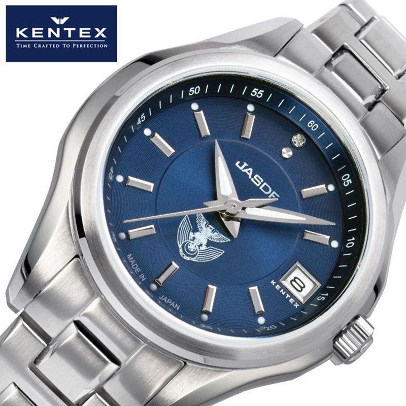 【強く知的な女性に】 ケンテックス レディース 腕時計 KENTEX 時計 日本製 国産 S789L-02 ブルー ネイビー メタルベルト 小さめ 華奢 傷つかない 耐アレルギー 防水 シンプル 仕事 スーツ ビジネス 普段使い デイリーユース 【ダイヤモンド付】