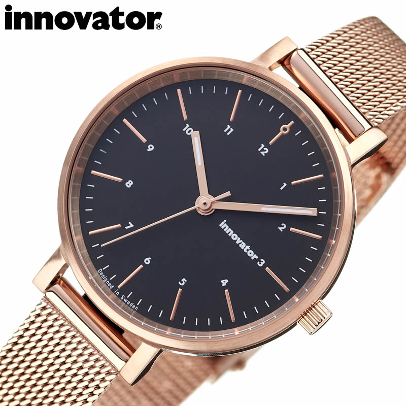 イノベーター 腕時計 エンケル innovator ENKEL レディース シンプル 革 レザー 北欧 ブラック ピンクゴールド 時計 日本製クォーツ 32mm IN-0008-HS6 人気 流行り おすすめ かわいい おしゃれ アナログ ブランド 母の日 プレゼント ギフト 父の日 観光 遠足 旅行