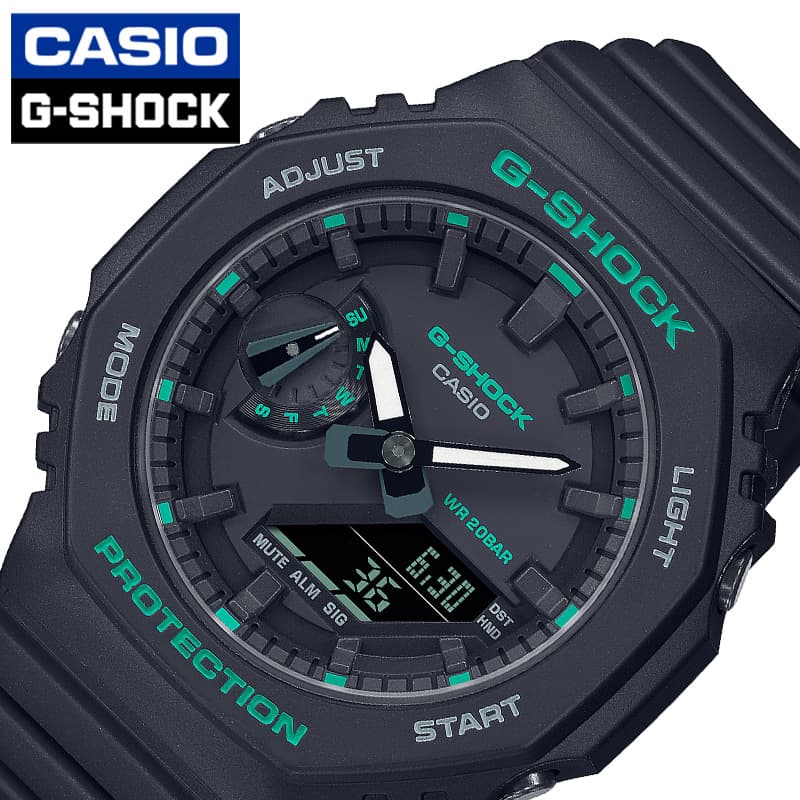 【1,600円引き】【10%OFF】 カシオ 腕時計 Gショック グリーンアクセント CASIO G-SHOCK Green Accent メンズ ブラック 時計 アナデジ GMA-S2100GA-1AJF 人気 おすすめ おしゃれ ブランド プレゼント ギフト 防水 頑丈 アウトドア キャンプ フェス 夏フェス 観光 遠足 旅行