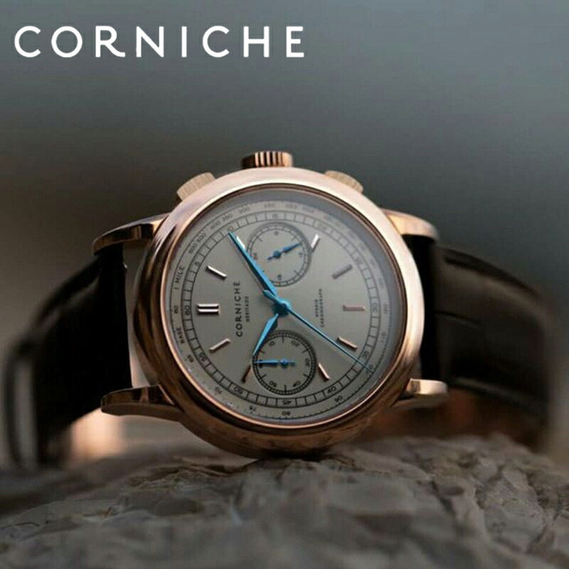 コーニッシュ 腕時計 CW-HC-GWB ヘリテージ クロノグラフ CORNICHE Heritage Chronograph メンズ ホワイト ブラウン ハイブリッドムーブメント メカクォーツ セイコー 製 seiko VK64 人気 おすすめ おしゃれ ブランド プレゼント