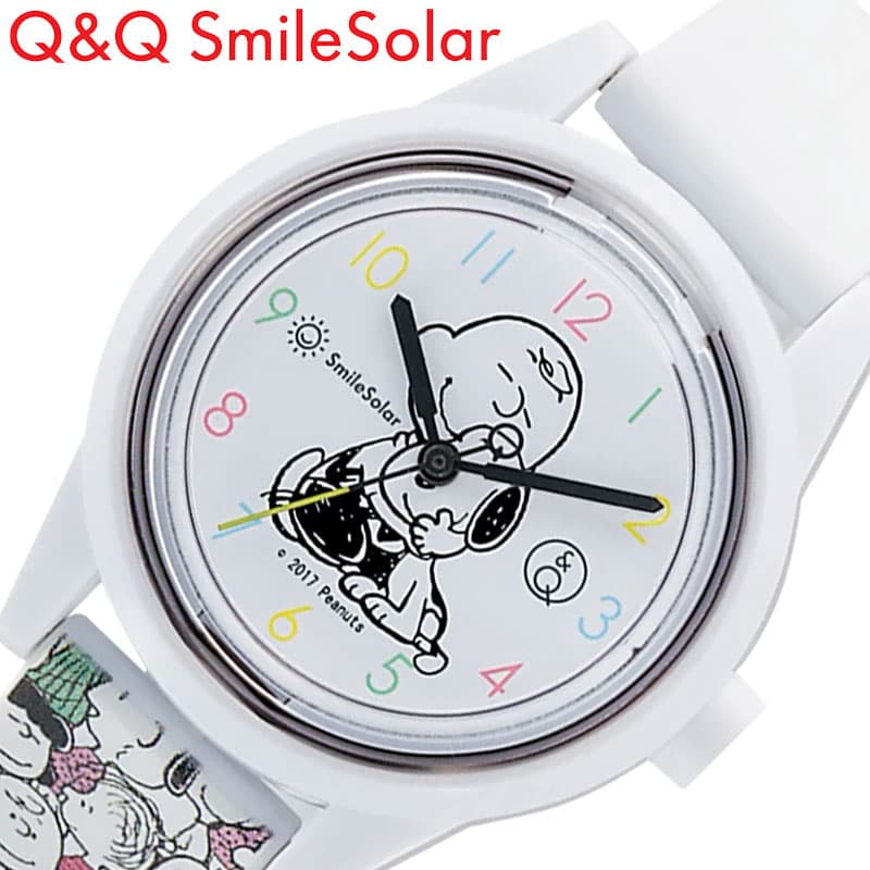 シチズン 腕時計 Q&Q 時計 ホワイト CITIZEN 軽い ソーラー 防水 Q＆Q スマイルソーラー Smile Solar スヌーピー＆チャーリー・ブラウン 軽め ポップ 小さめ 子供 女の子 男の子 キッズ RP01-806 人気 おすすめ おしゃれ ブランド プレゼント ギフト