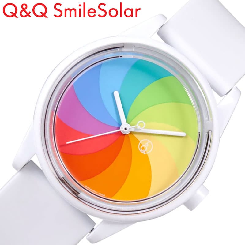 シチズン 腕時計 Q&Q 時計 グルーヴィジョンズ Groovisions レインボー ホワイト CITIZEN 軽い ソーラー 防水 Q＆Q スマイルソーラー Smile Solar GRV3013 軽め ポップ 小さめ 子供 女の子 男の子 キッズ RP26J811 人気 おすすめ おしゃれ ブランド プレゼント ギ