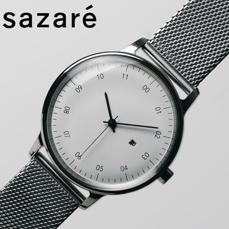 sazare 腕時計 サザレ 時計 SAZARE SK01 01.01.00ME ユニセックス ホワイト シルバー 時計 シンプル 万能 メッシュ ミニマム 知的 センス 上品 モダン 大人 こだわり 国産 育てる 哲学 日本 個性 自然 人気 おすすめ おしゃれ ブランド プレゼント【 7年保証】