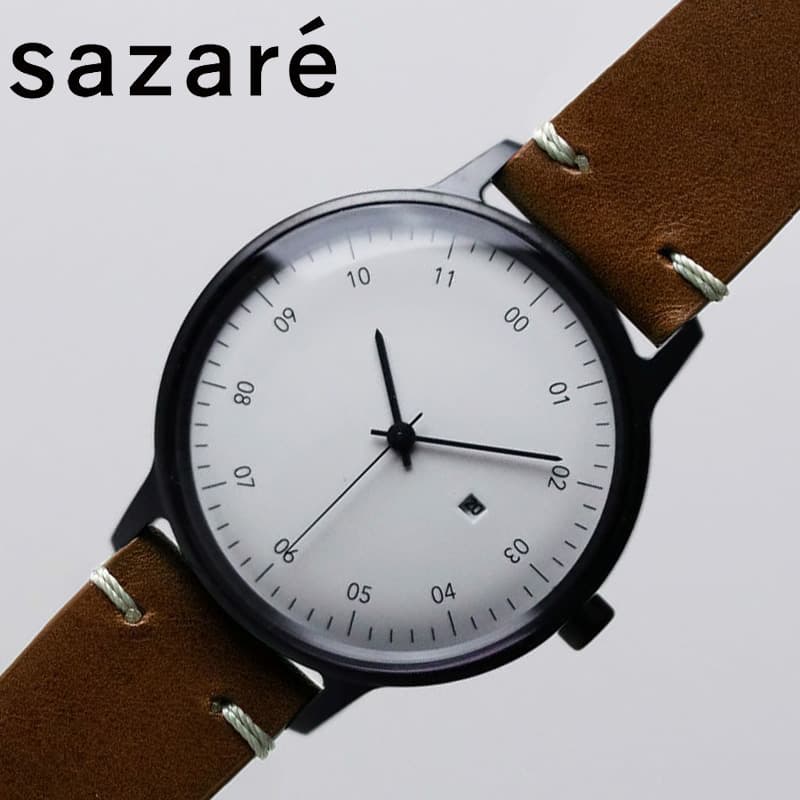 sazare 腕時計 サザレ 時計 SAZARE SK01 01.04.01BULB ユニセックス ホワイト ブラウン 時計 シンプル 万能 レザー 本革 ミニマム 知的 センス 上品 大人 こだわり 国産 育てる 哲学 日本 個性 自然 人気 おすすめ おしゃれ ブランド プレゼント【 7年保証】