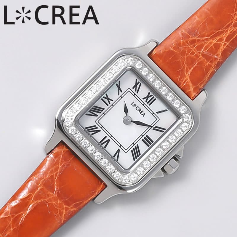 ルクレア 腕時計 キャレ キュービックジルコニア LCREA CARRE de CZ レディース シルバー オレンジ 時計 ソーラー カレ ビジネス 女性 ソーラー 電池交換不要 日本製 可愛い かわいい カワイイ ファッション LC2301-SSCOB 人気 おすすめ おしゃれ ブランド 18,469円