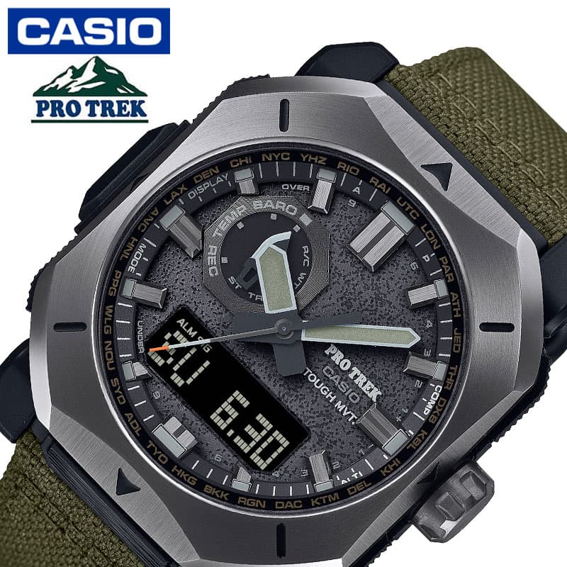 【最大12,800円引き】【20％OFF】 プロトレック 腕時計 Climber Line CASIO PROTREK メンズ ブラック モスグリーン 時計 電波 ソーラー CASIO-PRW-6900YB-3JF 人気 アウトドア おしゃれ ブランド プレゼント ギフト【正規品】