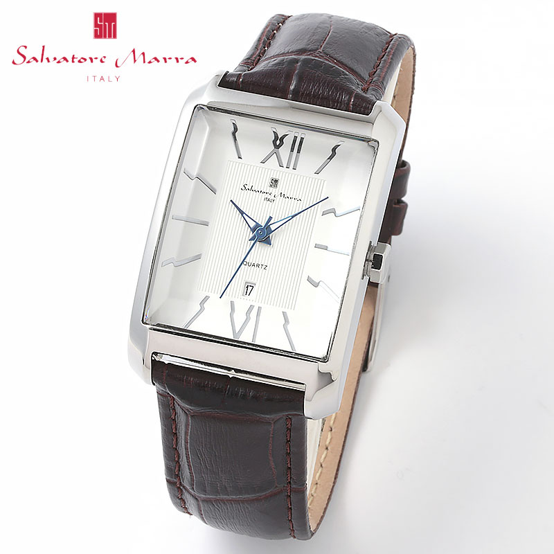 【57%OFF】【16,054円引き】 サルバトーレマーラ 腕時計 レクタンギュラー カットガラス SalvatoreMarra メンズ ホワイト ブラウン 時計 SM21101-SSWH 人気 おすすめ おしゃれ ブランド プレゼント ギフト【正規品】