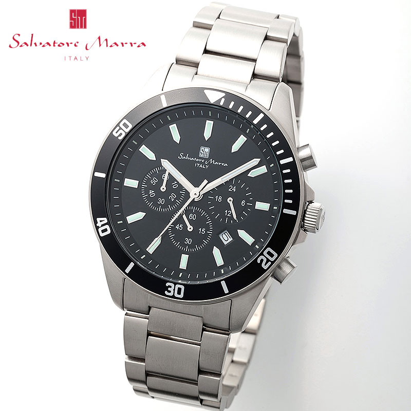【60%OFF】【35,010円引き】 サルバトーレマーラ 腕時計 チタン SalvatoreMarra メンズ ブラック シルバー 時計 SM24104-GYBK 人気 おすすめ おしゃれ ブランド プレゼント ギフト【正規品】