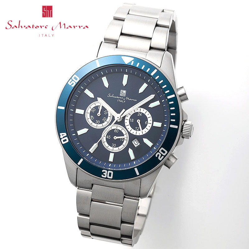 【60%OFF】【35,010円引き】 サルバトーレマーラ 腕時計 チタン SalvatoreMarra メンズ ブルー シルバー 時計 SM24104-GYBL 人気 おすすめ おしゃれ ブランド プレゼント ギフト【正規品】