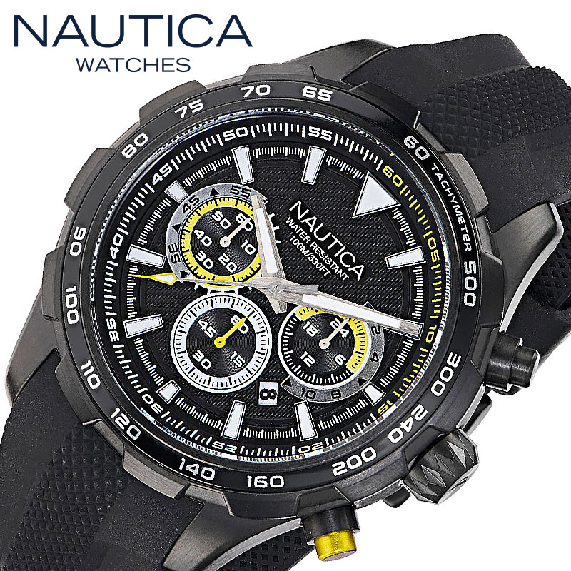 ノーティカ 腕時計 エヌエスティークロノ NAUTICA NST CHRONO メンズ BLACK/WHITE/YELLOW(ブラック/ホワイト/イエロー) BLACK(ブラック) 時計 WNANAPNSF306 人気 おすすめ おしゃれ ブランド プレゼント ギフト【正規品】