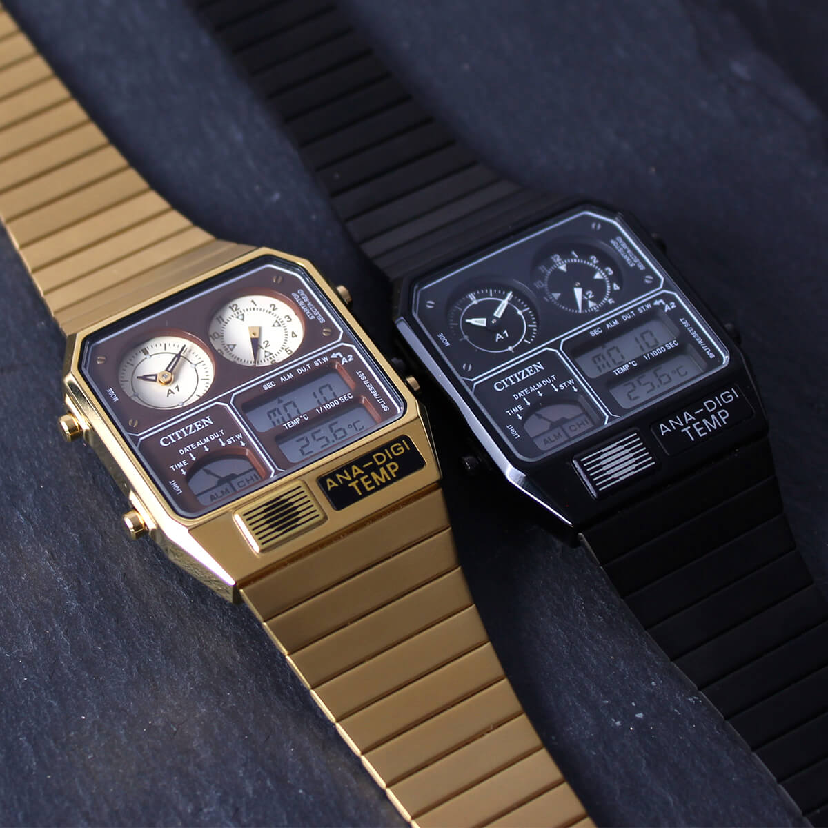 【楽天市場】シチズン アナデジ テンプ 復刻 限定モデル 温度計 時計 CITIZEN ANA-DIGI TEMP 腕時計 ゴールド ブラック
