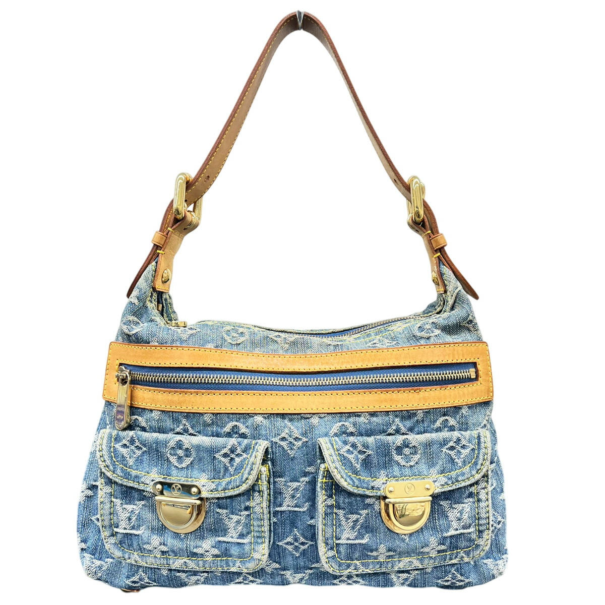 【極美品】 LOUIS VUITTON ルイヴィトンモノグラムデニム バギーPM ルイヴィトンバギーPM 14146 青 レディース デニム ショルダー