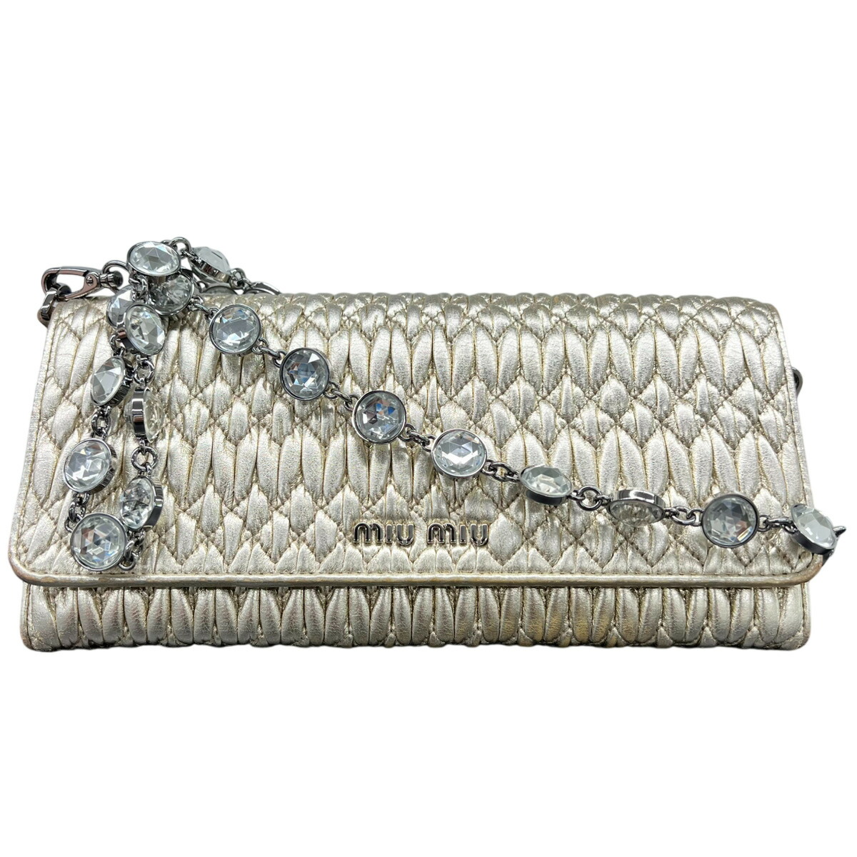 MIUMIUナッパクリスタルショルダーバックビジューギャザー 楽天市場】【美品】ミュウミュウ 【MIUMIU】 ナッパ クリスタル