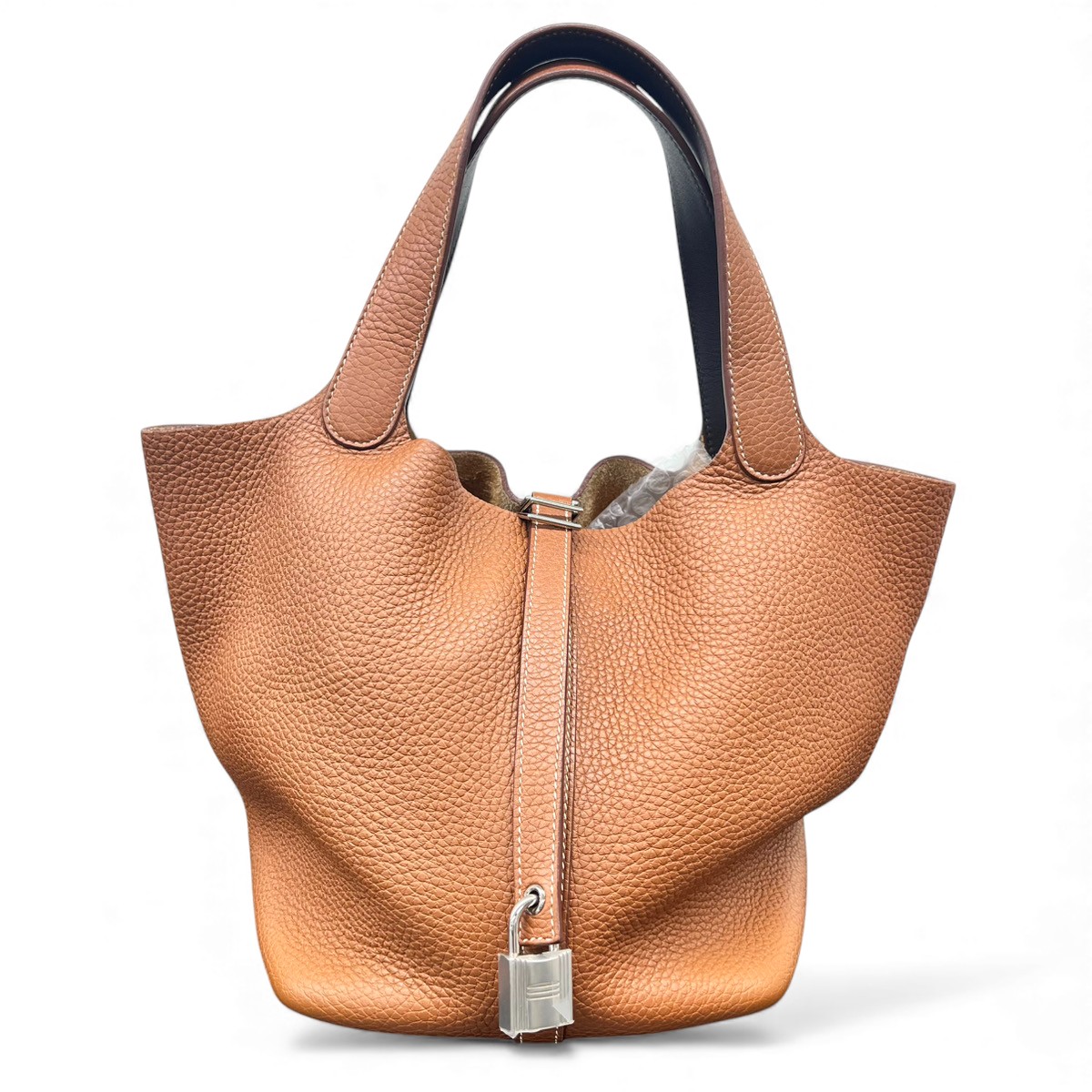 【最終価格】HERMES 希少 美品 エルメス ピコタンロックMM エクラ Y刻印 2020年製造 トリヨンクレマンス ヴォースイフト ゴールド エベンヌ ハンドバッグ トートバッグ レザー ブラウン ダークブラウン ABランク 中古 鑑定済 エルメスバッグ