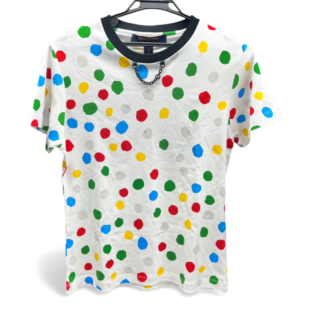 【最終価格】LOUIS VUITTON 希少 展示品級 ルイヴィトン 23SS LV×YK クサマヤヨイ ペインテッド ドット Tシャツ ブラン 1AB90E コットン ホワイト マルチカラー 草間彌生 極美品 LV ロゴ ルイ ヴィトン SAランク 中古 鑑定済 ヴィトンTシャツ