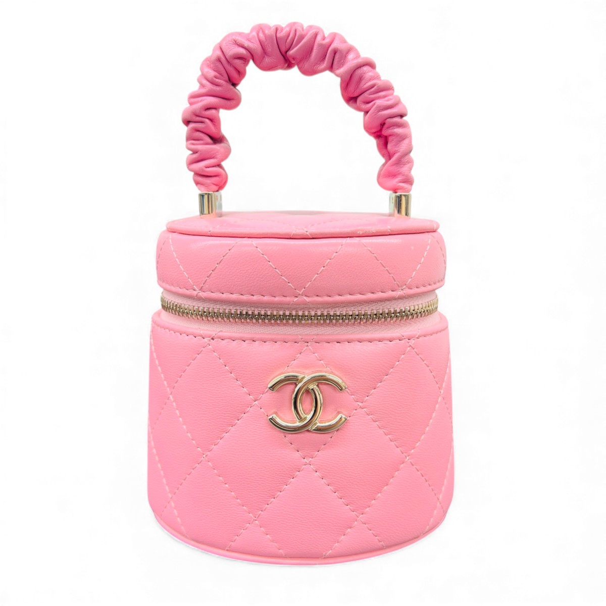 【4/7価格改定】CHANEL 希少 美品 シャネル マトラッセ バニティバッグ ミニ ラムスキン レザー 32番台シリアル ピンク ハンドバッグ バニティケース ココマーク ABランク 鑑定済