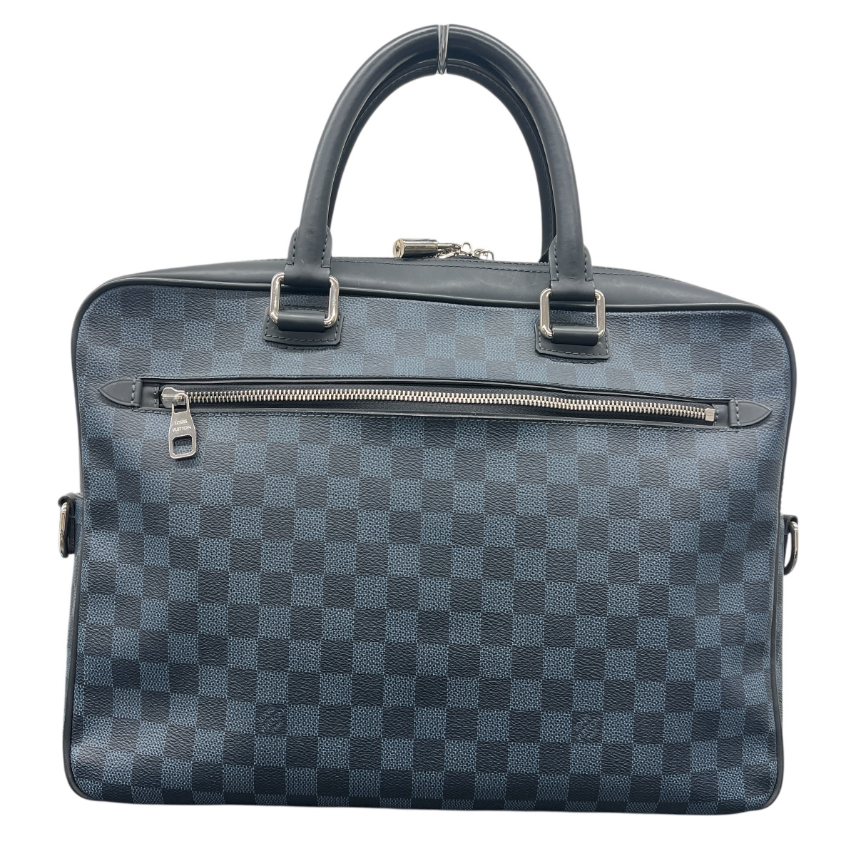 【3/24価格改定】LOUIS VUITTON 美品 ルイヴィトン ポルトドキュマン・ビジネス ダミエ コバルト ビジネスバッグ N41347 PVC レザー FL0174 ネイビー シルバー ハンドバッグ ブリーフケース ヴィトン LV ABランク 中古 鑑定済 ヴィトンバッグ