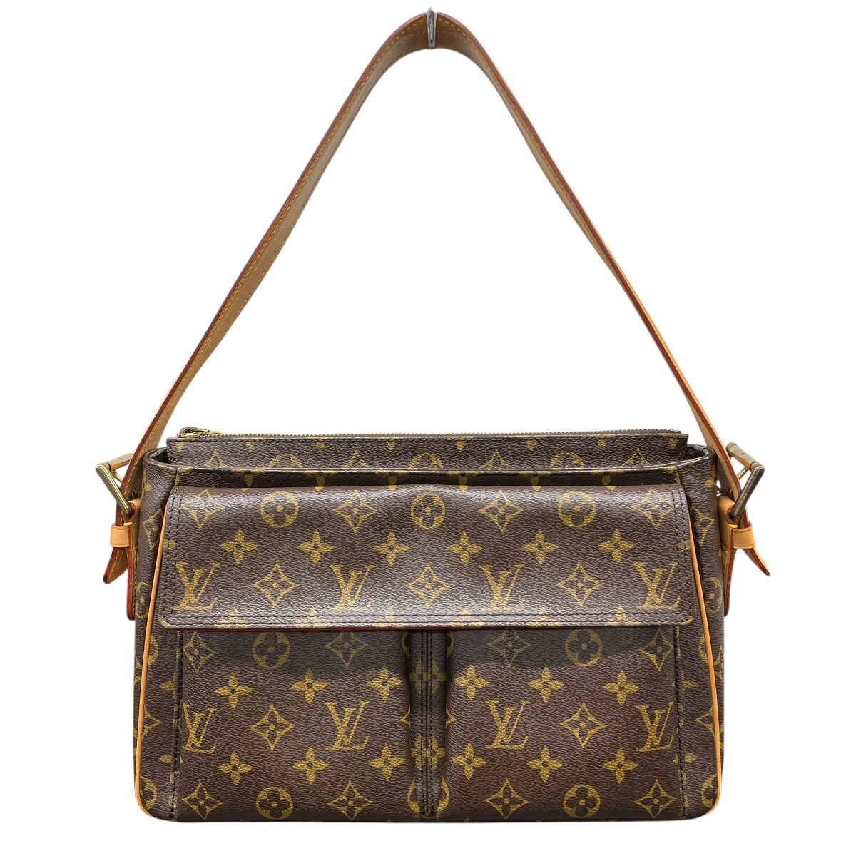 【3/24価格改定】LOUIS VUITTON 美品 ルイヴィトン ヴィバシテGM モノグラム ショルダーバッグ M51163 PVC レザー AR0015 ブラウン ゴールド セミショルダー ワンショルダー LV ヴィトン ABランク 中古 鑑定済 ヴィトンバッグ