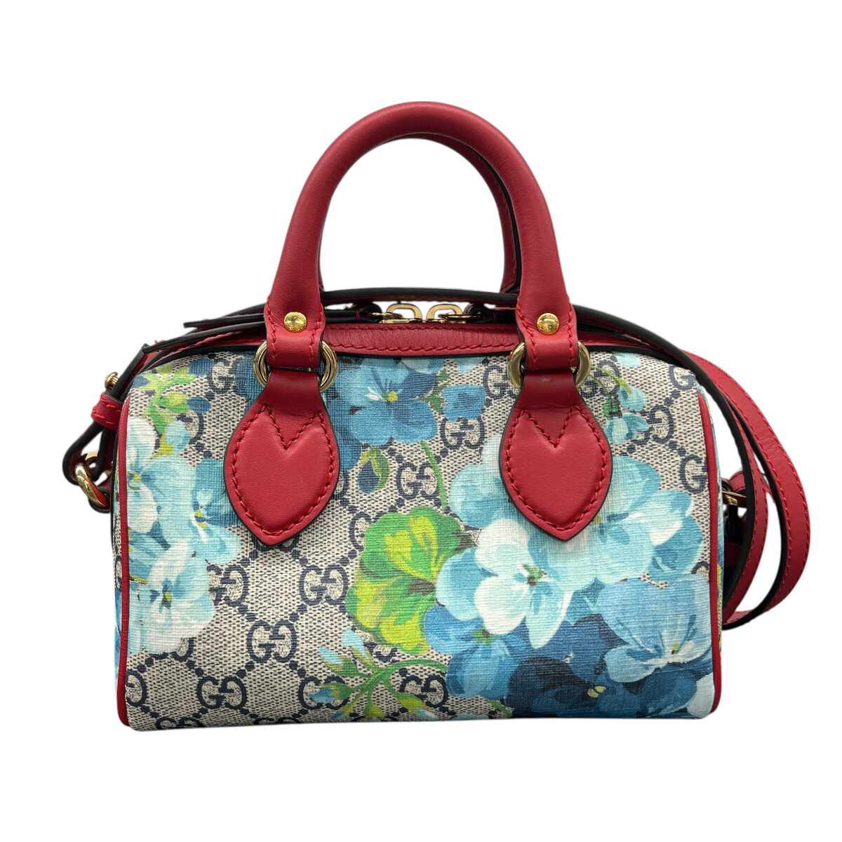 【3/31価格改定】GUCCI 展示品級 グッチ GGブルームス GGスプリーム 2way ハンドバッグ ショルダーバッグ 546312 PVC レザー ベージュ レッド ブルー クロスボディ ポシェット ミニボストン ミニバッグ 花柄 フラワー SAランク 中古 鑑定済 グッチバッグ
