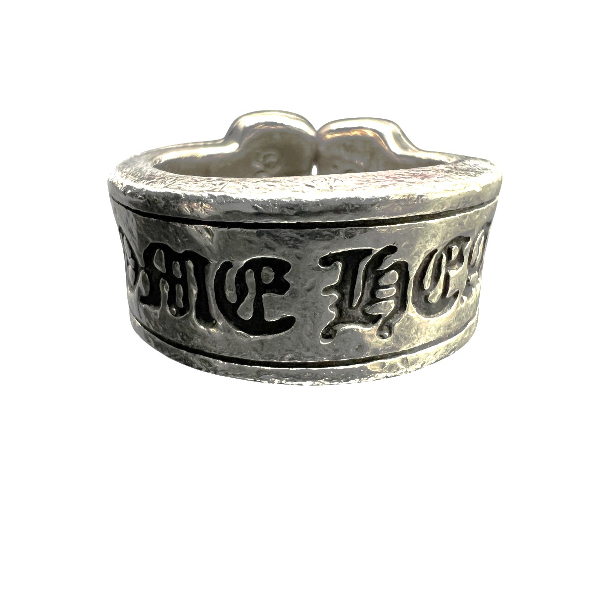 【3/31価格改定】CHROME HEARTS クロムハーツ SCROLL LABEL LRG スクロールラベル リング 指輪 約13号 約17.8g インボイス付属 クロス ロゴ ジュエリー アクセサリー クロム Bランク 中古 鑑定済 クロムリング