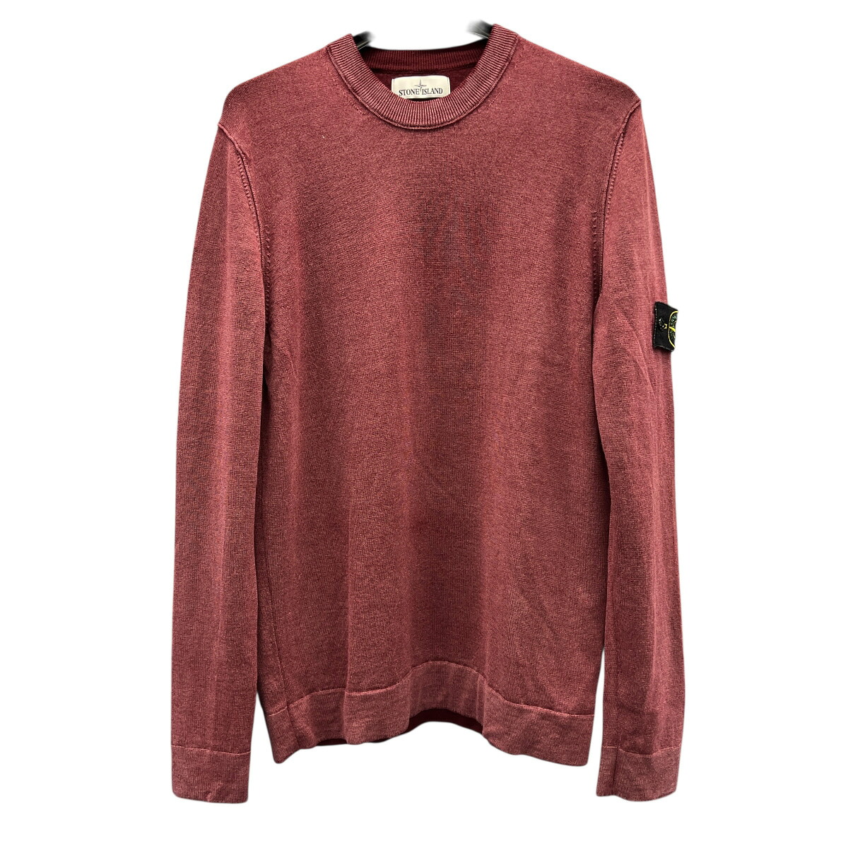 STONE ISLAND 極美品 ストーンアイランド 17AW ロゴ ワッペン クルーネック セーター 6715561D4 長袖 薄手 ワインレッド #XL ニット メンズ Aランク 中古 鑑定済 ストーンニット