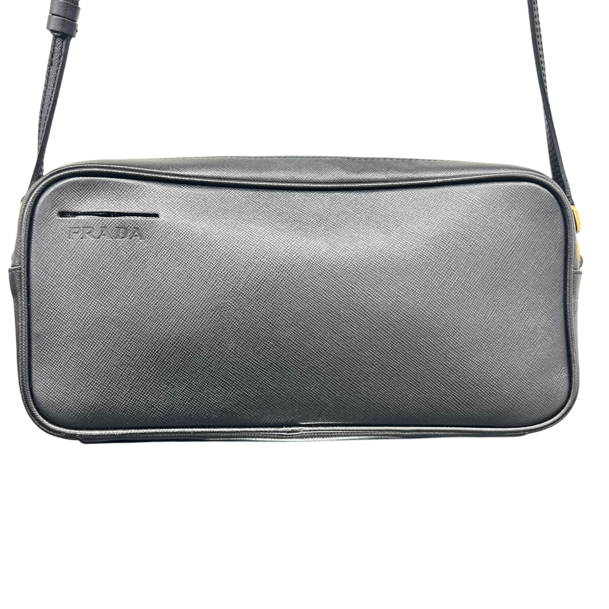 【価格改定】PRADA 美品 プラダ ワンショルダーバッグ サフィアーノレザー BT0077 レザー ブラック ロゴ セミショルダーバッグ ポーチ ハンドバッグ ABランク 鑑定済 中古 プラダバッグ【完売注意】【一点限り】【鑑定済】|ラグゼル 店