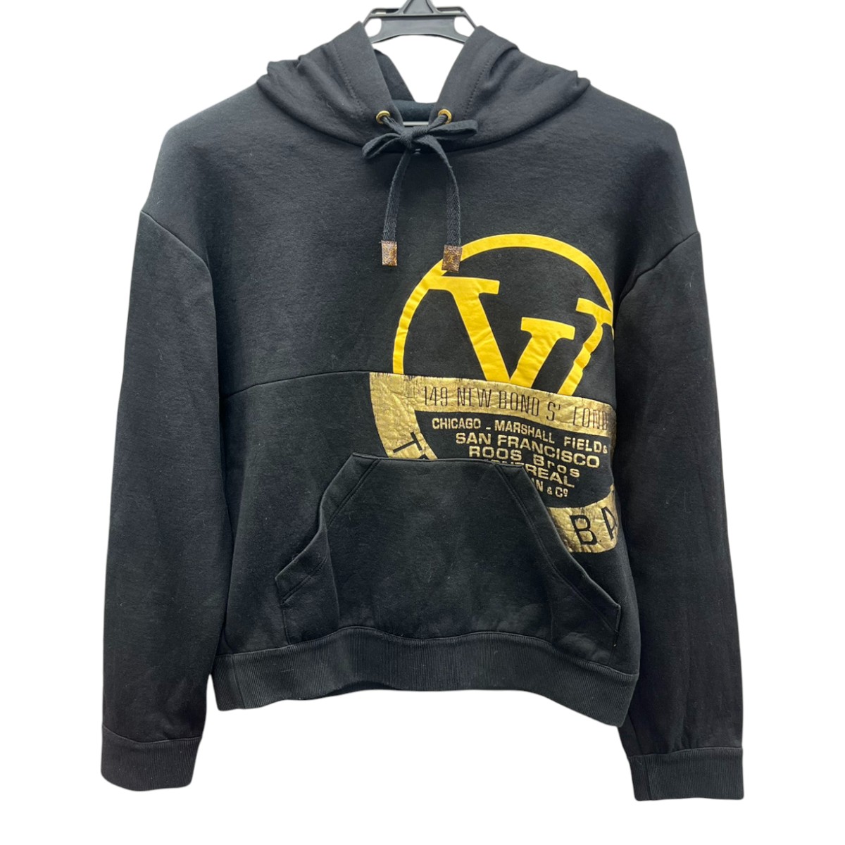 【価格改定】LOUIS VUITTON 美品 ルイヴィトン 20AW ビッグサークル ロゴ パーカー フーディ RW202W FED FJST08 モノグラム コットン ブラック #S ショート丈 スウェット LV ヴィトン ABランク 中古 鑑定済|ラグゼル 店