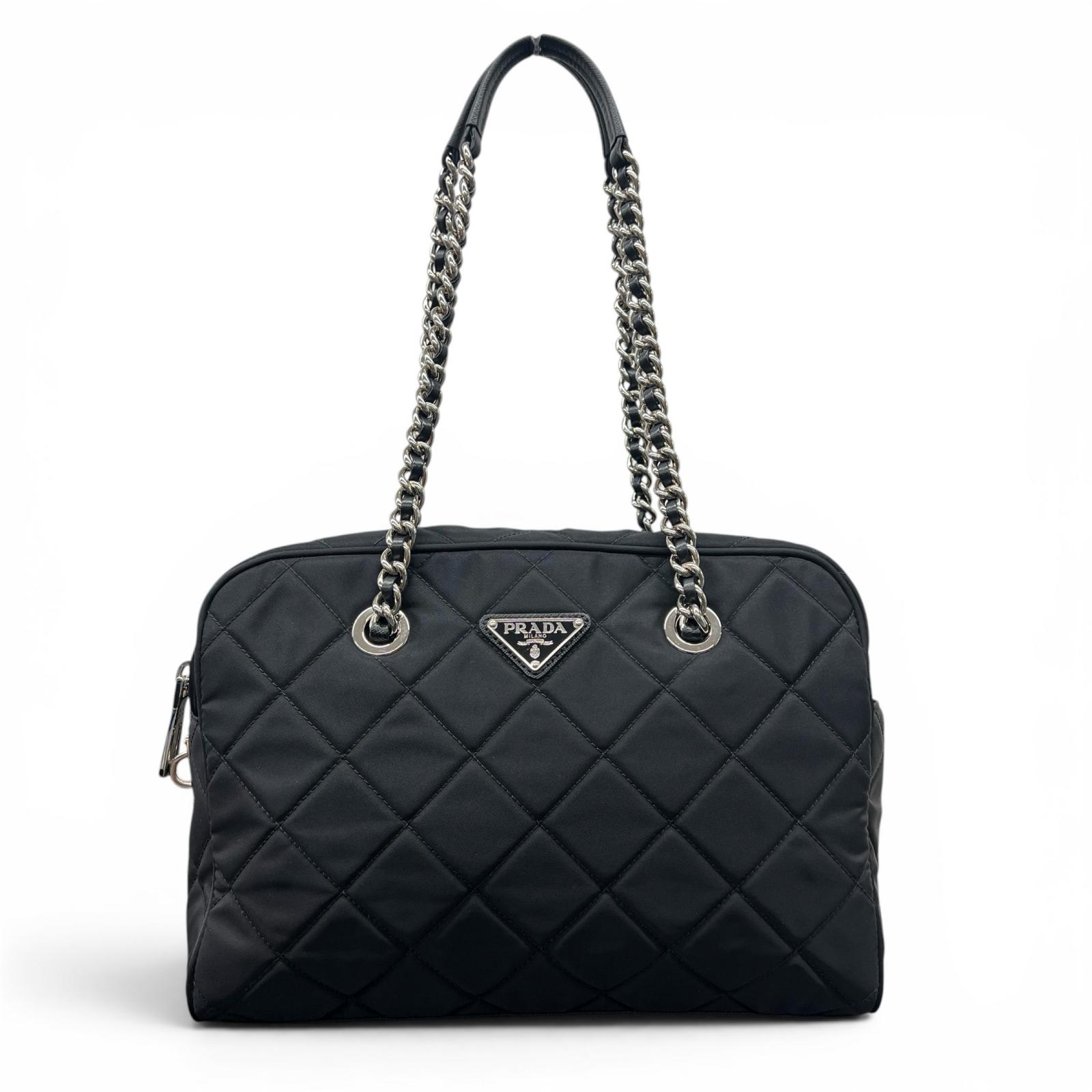 【価格改定】PRADA 極美品 プラダ TESSUTO IMPUNTU インプントゥ チェーンショルダーバッグ 1BB903 RFID確認済 テスー ナイロン サフィアーノレザー キルティング ハンドバッグ ABランク 鑑定済 中古 プラダバッグ｜ラグゼル 店
