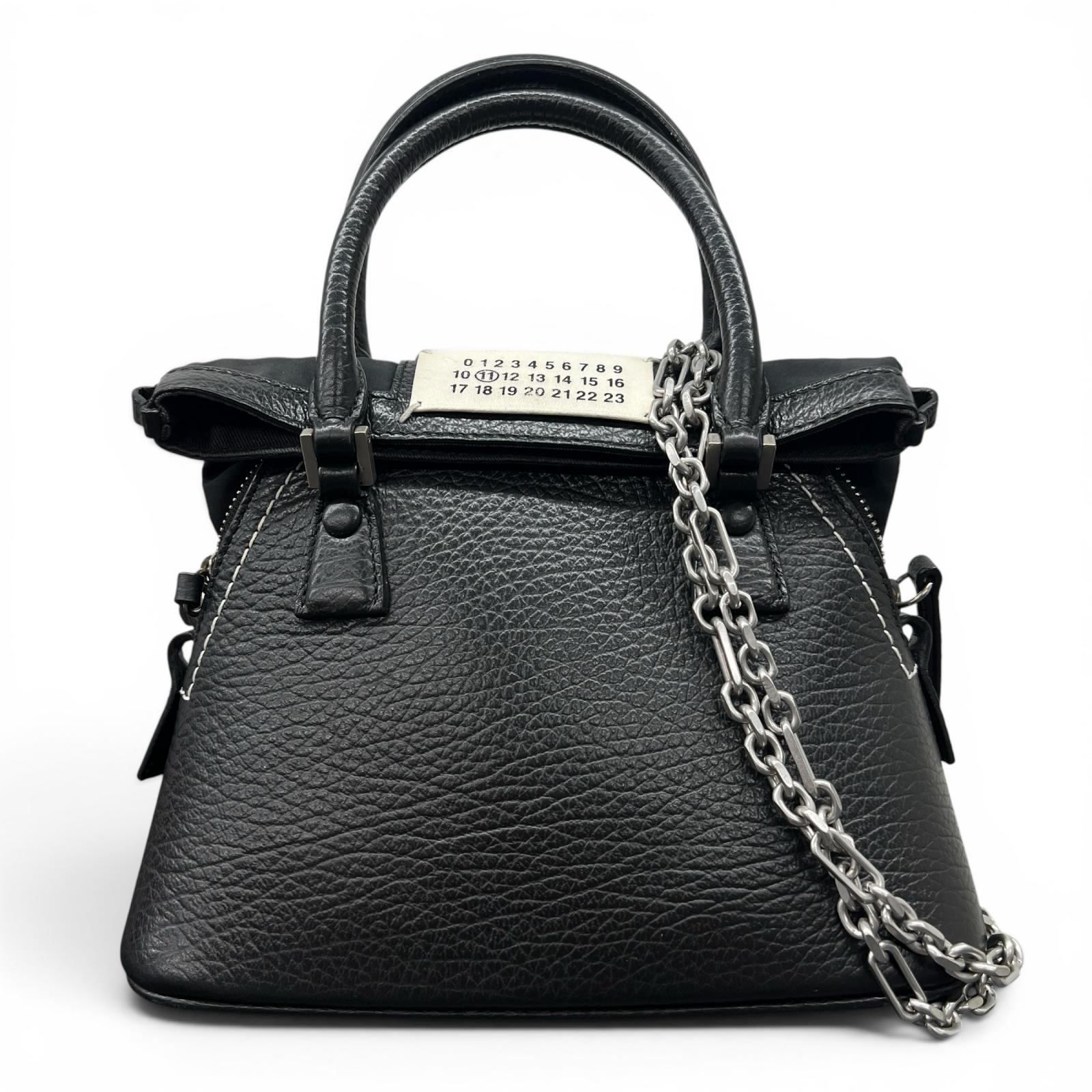 【価格改定】Maison Margiela 美品 メゾンマルジェラ 5AC マイクロ 2way ハンドバッグ チェーンショルダーバッグ S56WG0081 2018年 レザー ブラック 4ステッチ ミニバッグ ABランク 鑑定済 マルジェラバッグ|ラグゼル 店
