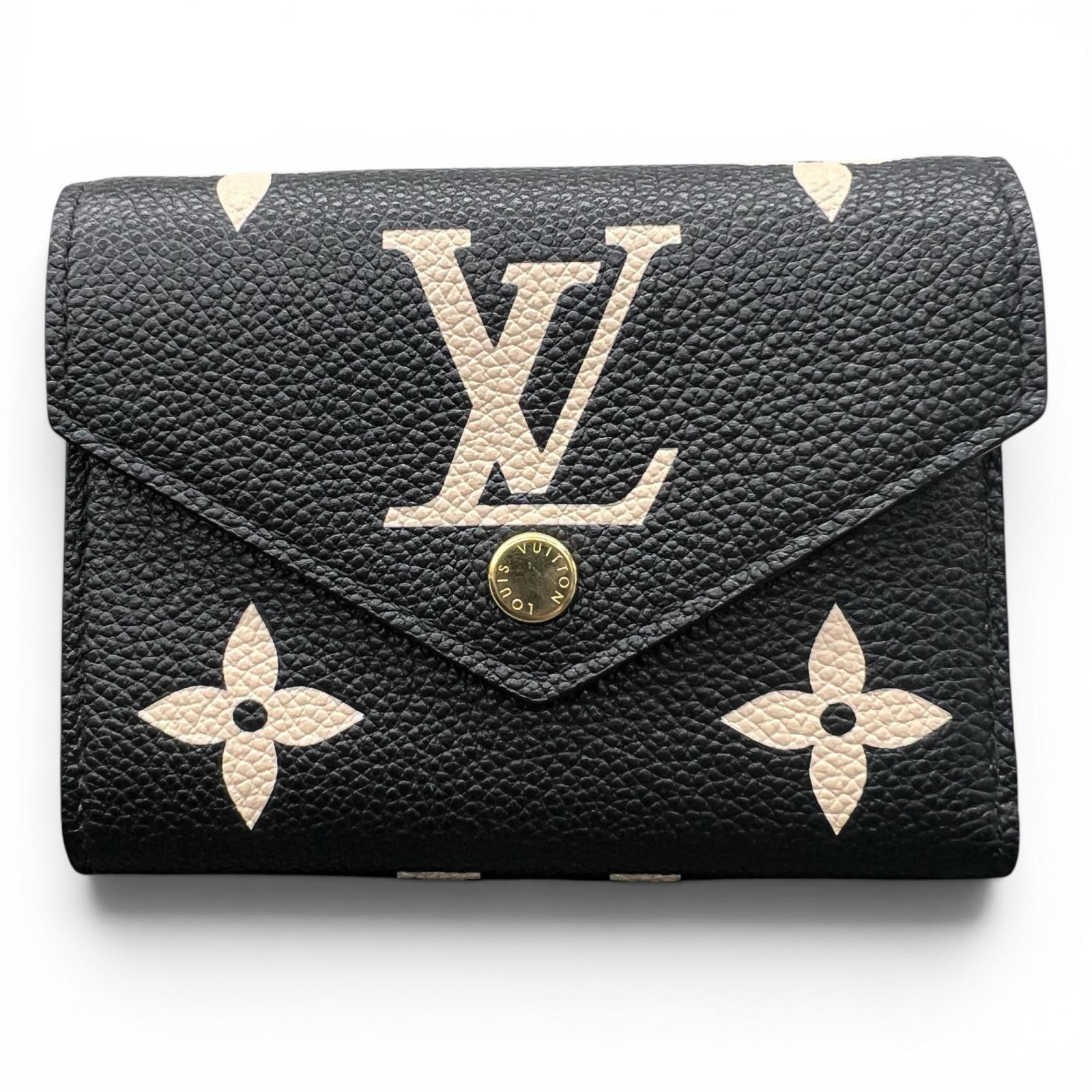 LOUIS VUITTON 展示品級 美品 ルイヴィトン ポルトフォイユ ヴィクトリーヌ モノグラムアンプラント ノワール クレーム 三つ折り財布 M64060 レザー RFID確認済 ミニ財布 SAランク 中古 鑑定済 ヴィトン財布|ラグゼル 店