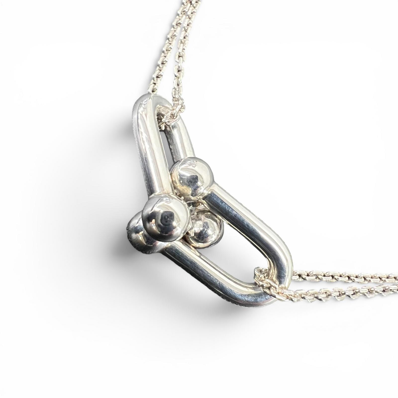 TIFFANY 美品 ティファニー ハードウェア ラージ ダブルリンク ペンダント ネックレス シルバー SV925 12.2g 箱・ケース付属 チョーカー ABランク 中古 鑑定済 ティファニーアクセ｜ラグゼル 店