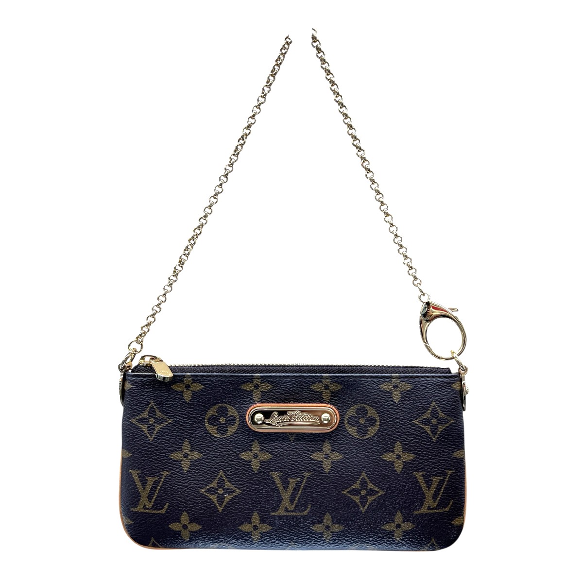 LOUIS VUITTON 極美品 ルイヴィトン ポシェットミラMM モノグラム チェーン ハンドバッグ M60094 PVC レザー AA0190 ブラウン ワンショルダー ミニバッグ LV Aランク 中古 鑑定済 ヴィトンバッグ|ラグゼル 店