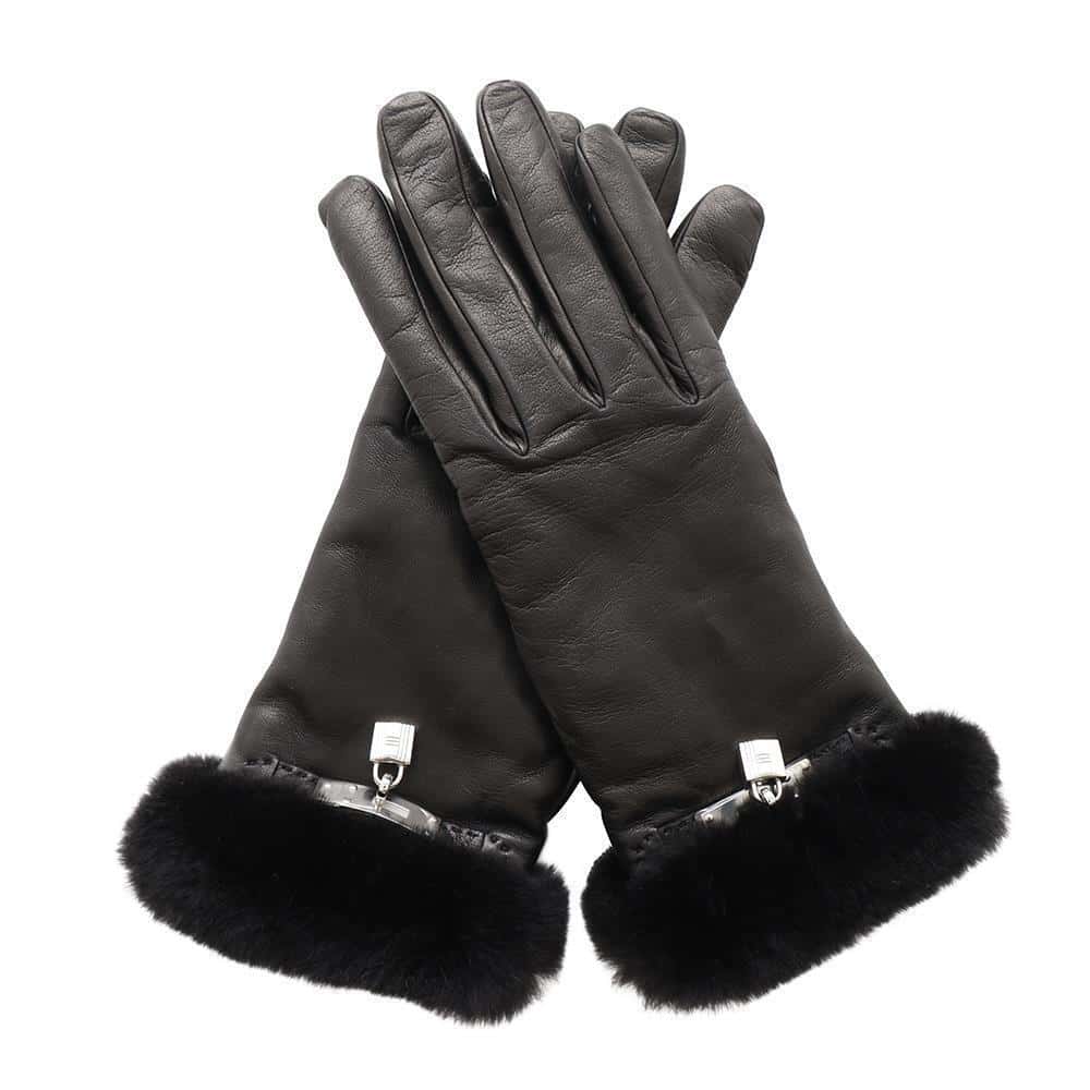 エルメス手袋 黒ラムレザー ケリー金具 サイズ7 美品 228-48700-2.jpg