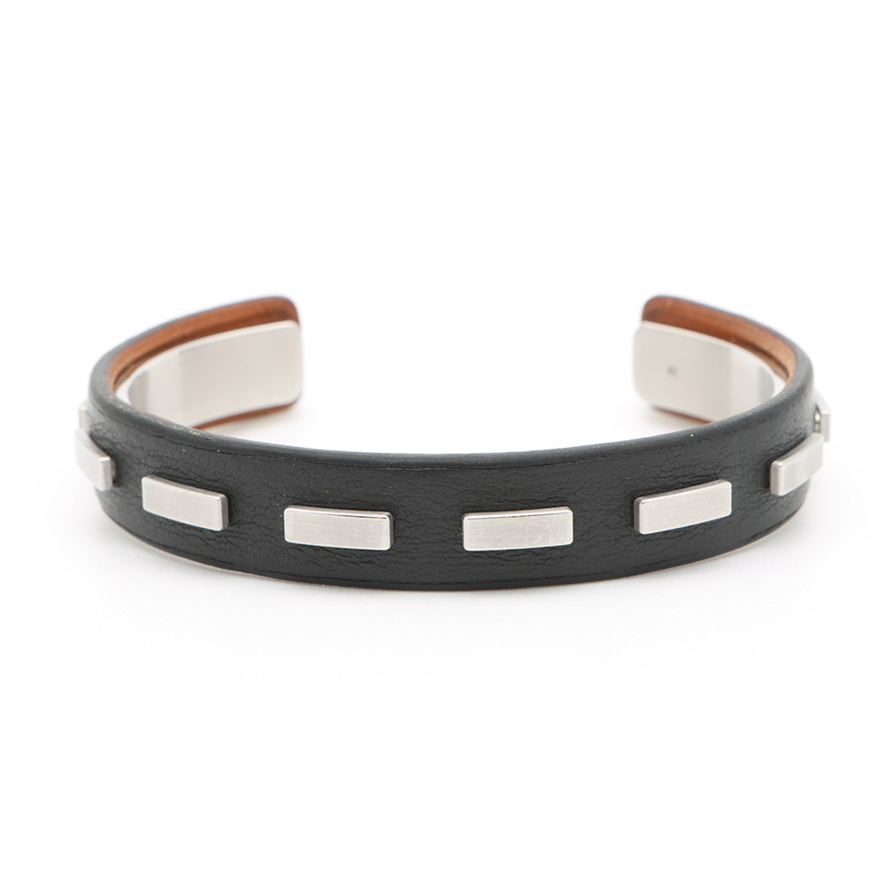 jazzset　HERMES ブラック レザー バングル jazzset HERMES ブラック レザー バングル jazzset HERMES