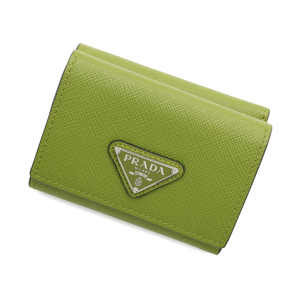 【極美品・箱・ギャランティ付】プラダ　三つ折り財布　コンパクトウォレット 極美品 PRADA プラダ ウォレット 財布 三つ折り財布 ブラック 黒