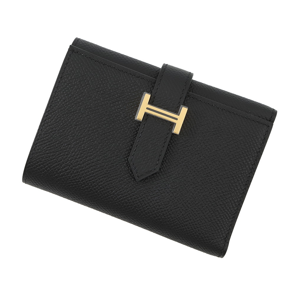 エルメス 三つ折り財布 ベアン コンビネ ブラック/ゴールド金具 エプソン W刻印 HERMES 財布 黒 エルメス 財布 HERMES WALLET