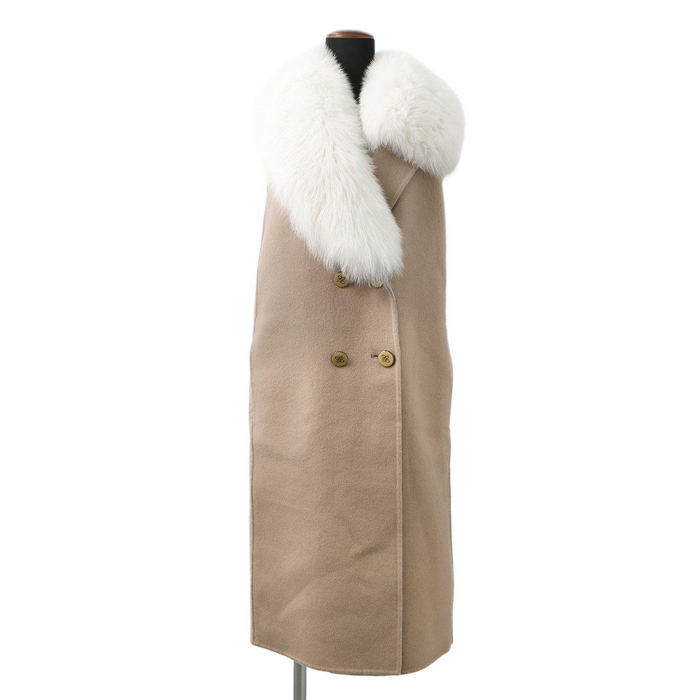 フェンディ コート ジレコート ウール フォックスファー レディースサイズ36 FF8722 FENDI アウター 【安心保証】 【中古】 フェンディ コート レディース FENDI