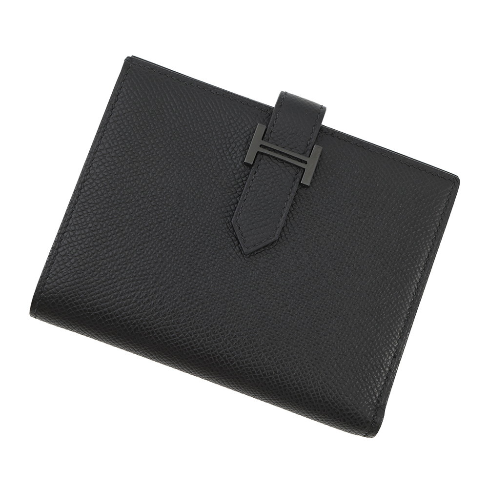 HERMES ジュラ　コンパクト　二つ折り財布 HERMES 美品 エルメス ジュラ2 二つ折り財布 コンパクト財布 ブラック