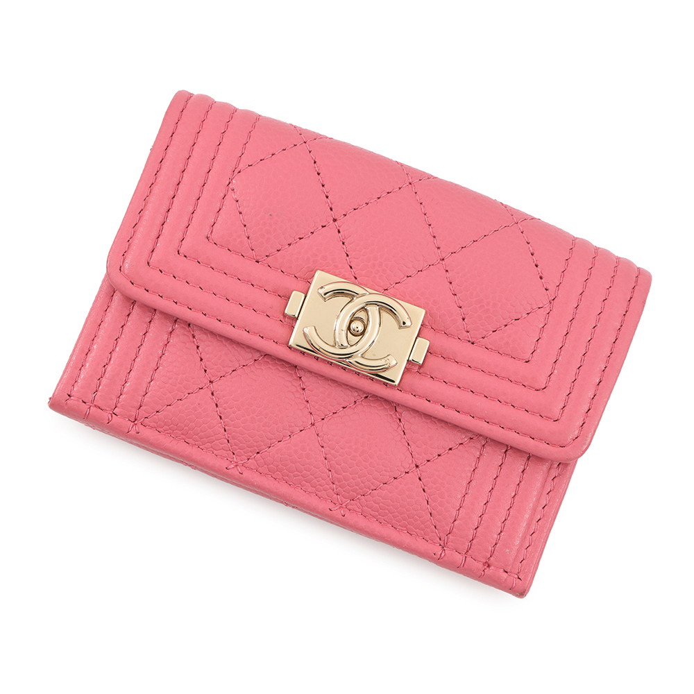 シャネル 三つ折財布 ココマーク マトラッセ ボーイシャネル A84432 CHANEL コンパクトウォレット 【安心保証】 【中古】 シャネル 三つ折り財布 レディース CHANEL WALLET